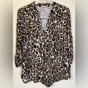 Leopard print V neck shirt